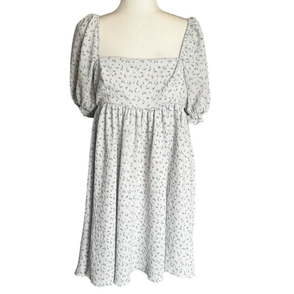 STORIA Puff Sleeve Floral Mini Dress Size M Babydoll Cottage Core